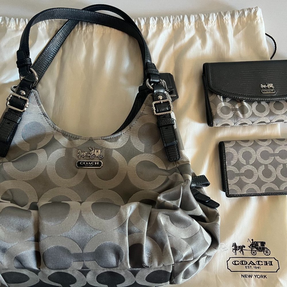 Coach Monogram Handbag w/Wallet & Checkbook Holder